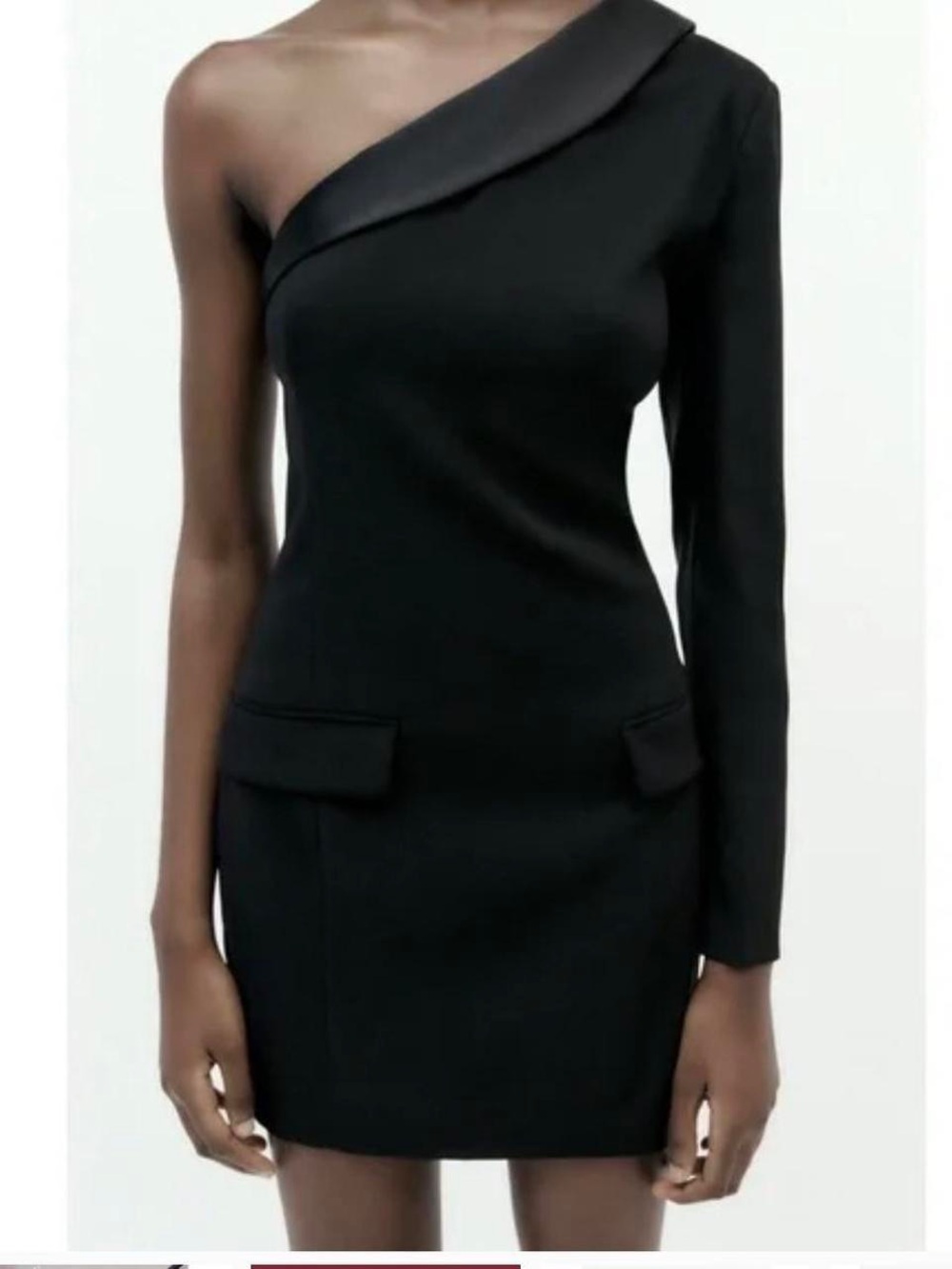 Zara Black One-Shoulder Mini Dress